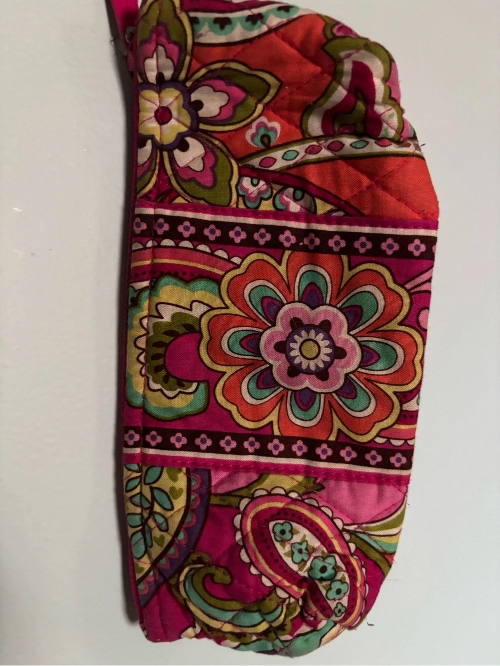 Colorful Floral Quilted Pencil Pouch - Pink Multi